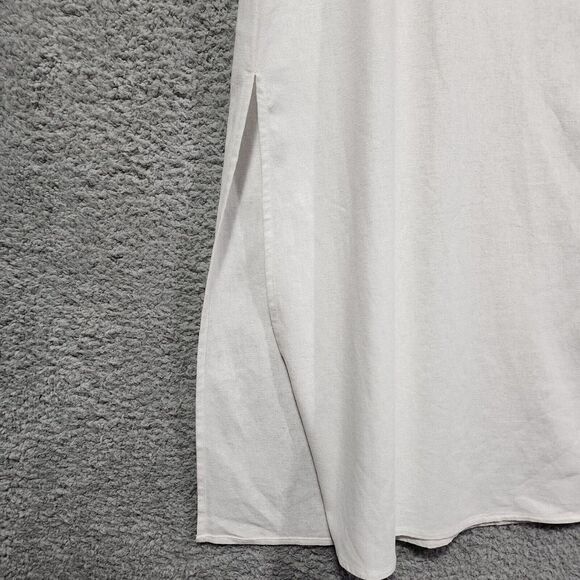 DKNY White Linen Breathable Side Slits Pullover Soft Sleeveless Dress SZ XL NWT - Picture 7 of 8